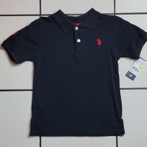 Nwt!!! Boy's U S. Polo Assn. S/S  Polo Black Size 5/6